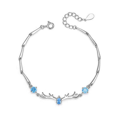 Women's White Gold Aquamarine Sapphire Elk Shape KIARA Bracelet