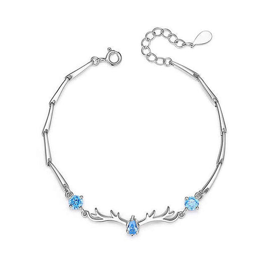Women's White Gold Aquamarine Sapphire Elk Shape KIARA Bracelet