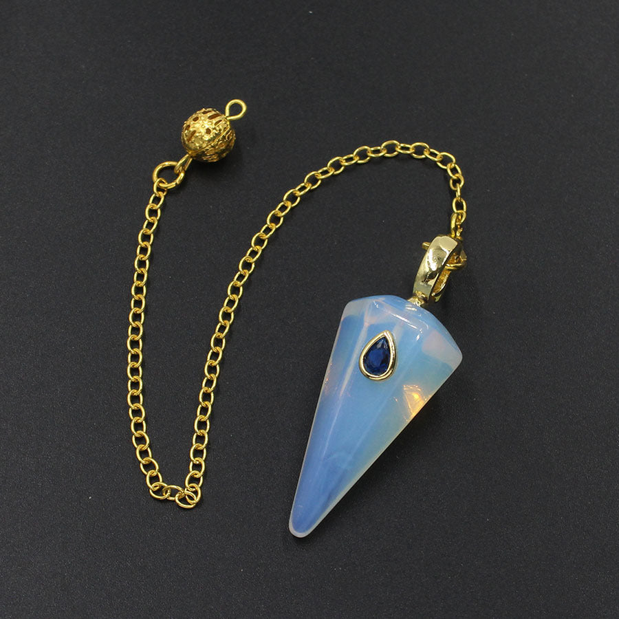 Crystal stone pyramid golden spirit pendulum