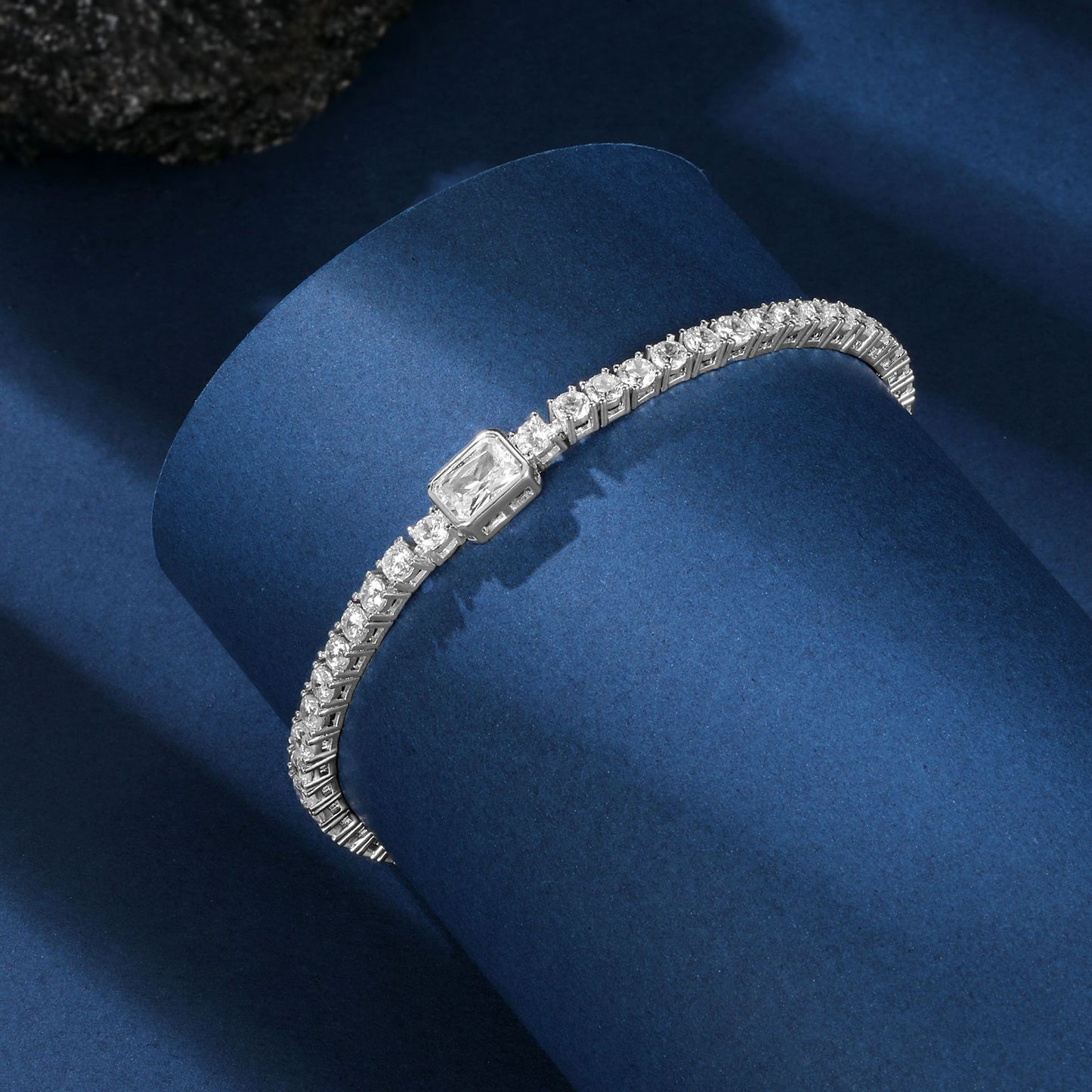 Women&Men's Square Zircon Eight-Character Buckle Cuban Tennis Bracelet