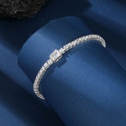 Women&Men's Square Zircon Eight-Character Buckle Cuban Tennis Bracelet