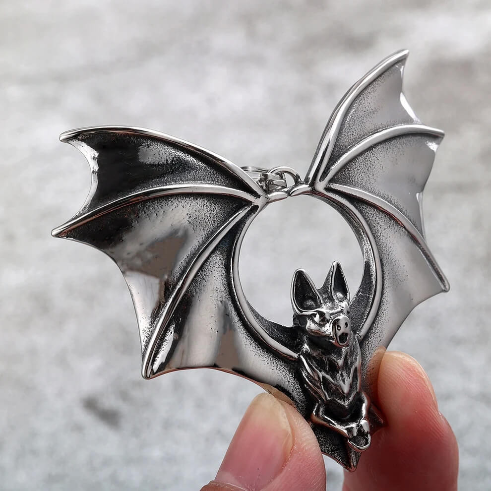 Men's Stainless Steel Vampire Bat Pendant Necklace Halloween Gift