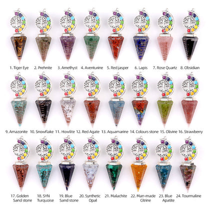 Colorful Life Tree Crystal Gravel Resin Spirit Pendulum