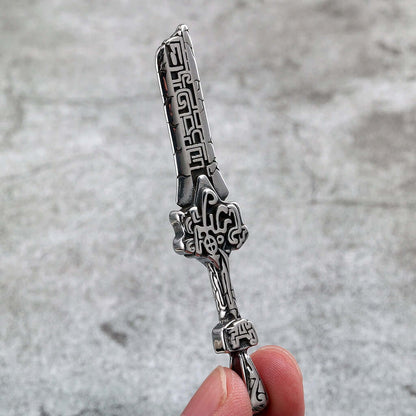 Vintage Stainless Steel Broken Sword Pendant Necklace for Men