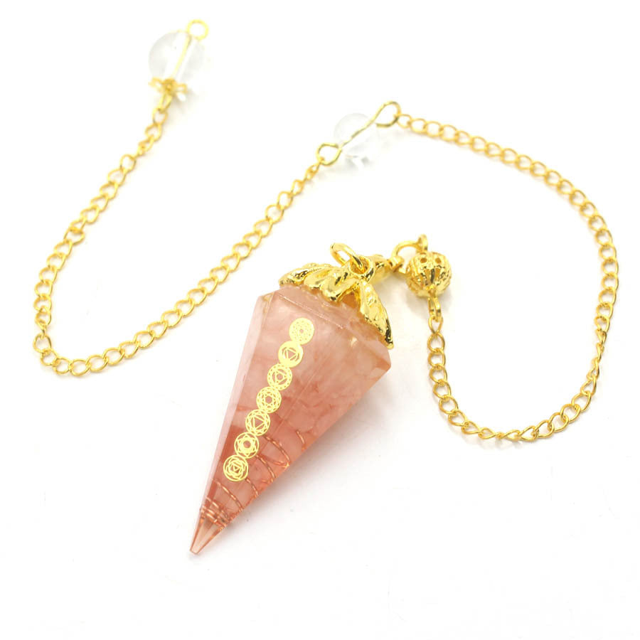 Golden Chain Tapered Resin Crystal Pendulum