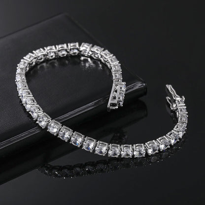 Women&Men's 18k Gold Inlaid With 3mm Zircon Cuban Tennis Bracelet