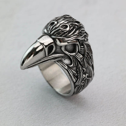 Vintage Solid Stainless Steel Bold Eagle Embossed Ring for Men