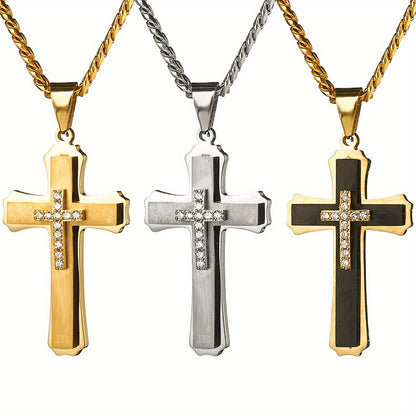 Fashionable And Minimalist Stainless Steel Cross Pendant Necklace