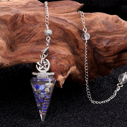 Star Moon Hexagonal Cone Crystal Resin Spirit Pendulum