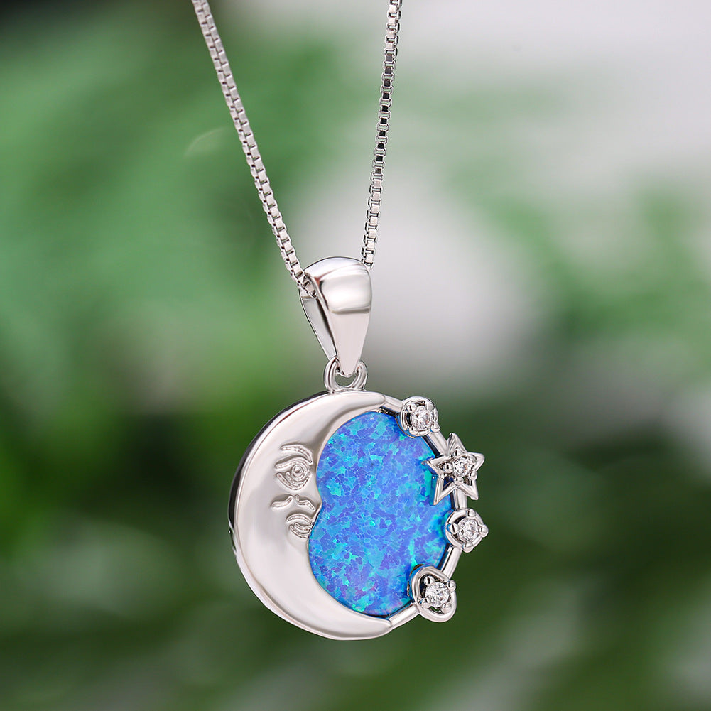 Opal Moon Round Necklace