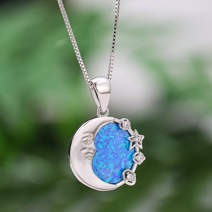 Opal Moon Round Necklace