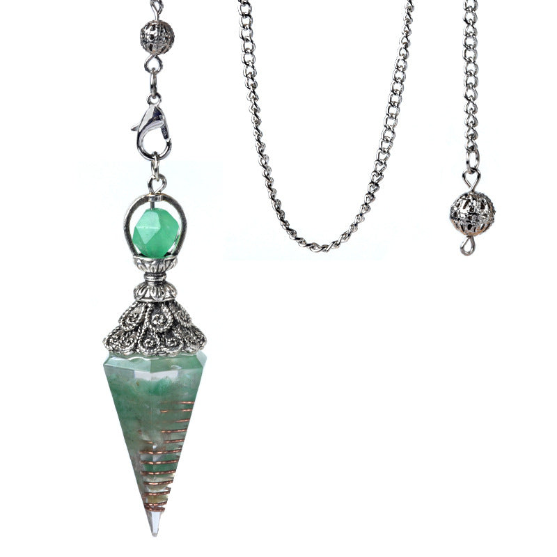 Antique silver crystal semi-precious stone multi-colored gravel resin spirit pendulum