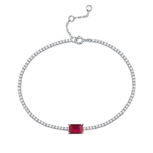 Women's White Gold Square Ruby Sapphire Tennis Bracelet