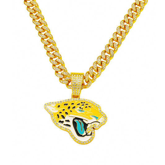 Hip-Hop Flat Leopard Head Cuban Chain Pendant Necklace