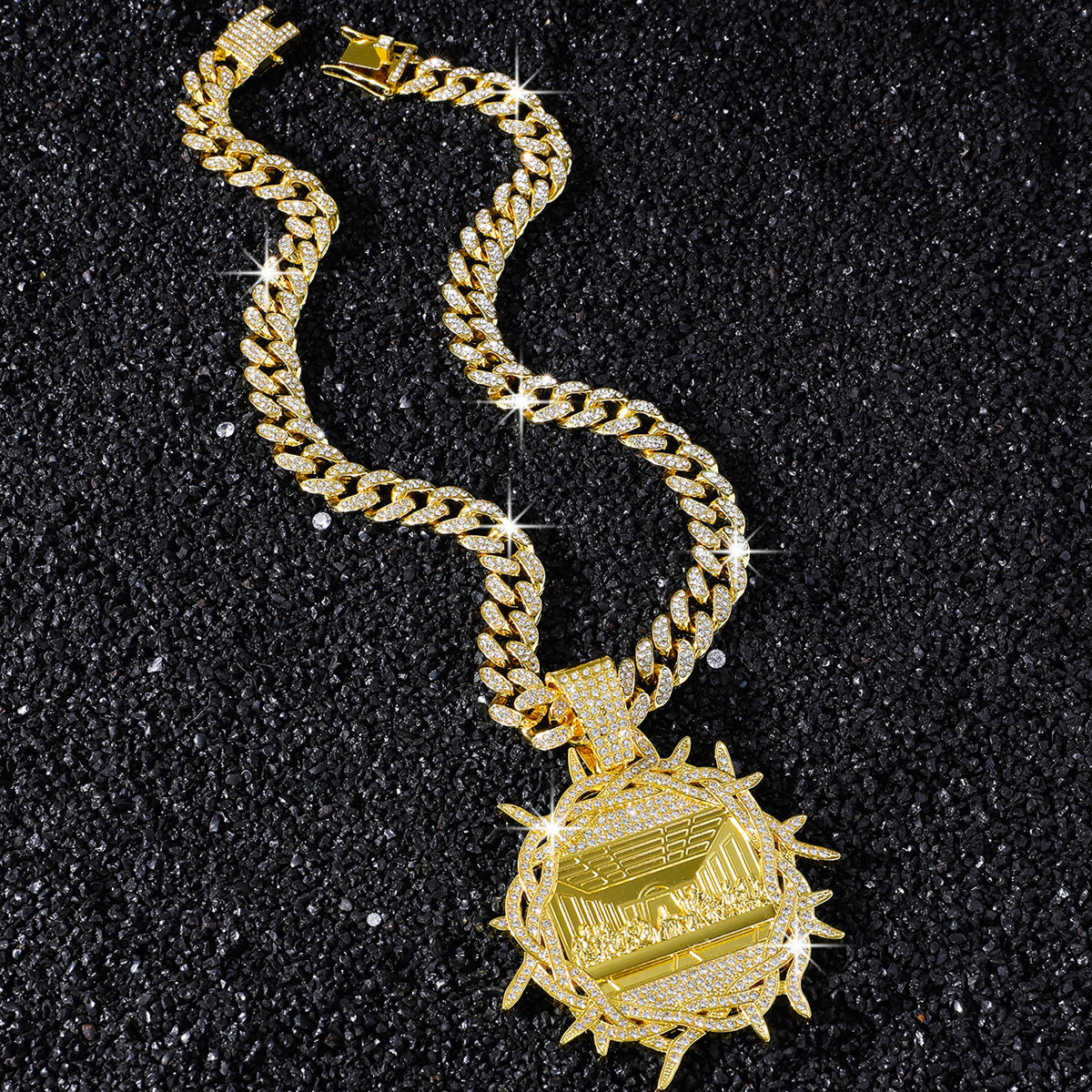 Hip-Hop Round Last Supper Cuban Chain Pendant Necklace