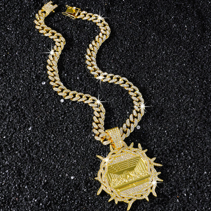 Hip-Hop Round Last Supper Cuban Chain Pendant Necklace
