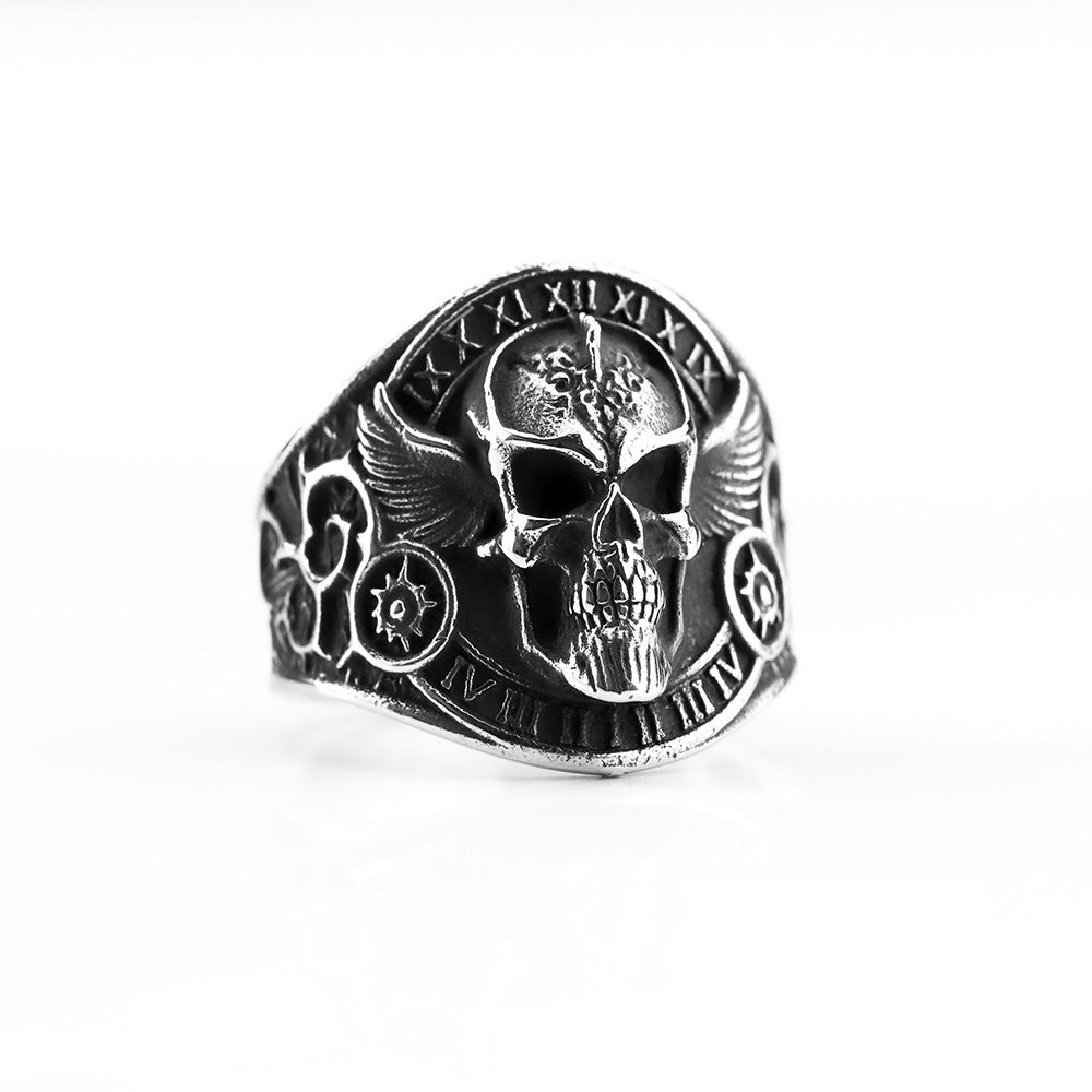 Vintage Stainless Steel Skull Ring for Men Retro Biker Style