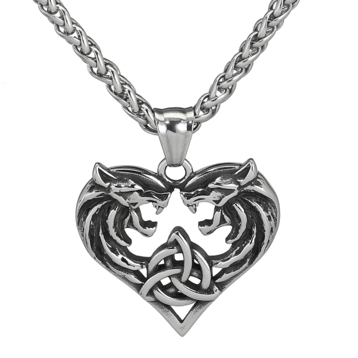 Men's Love Double Wolf Pendant Necklace