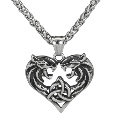 Men's Love Double Wolf Pendant Necklace