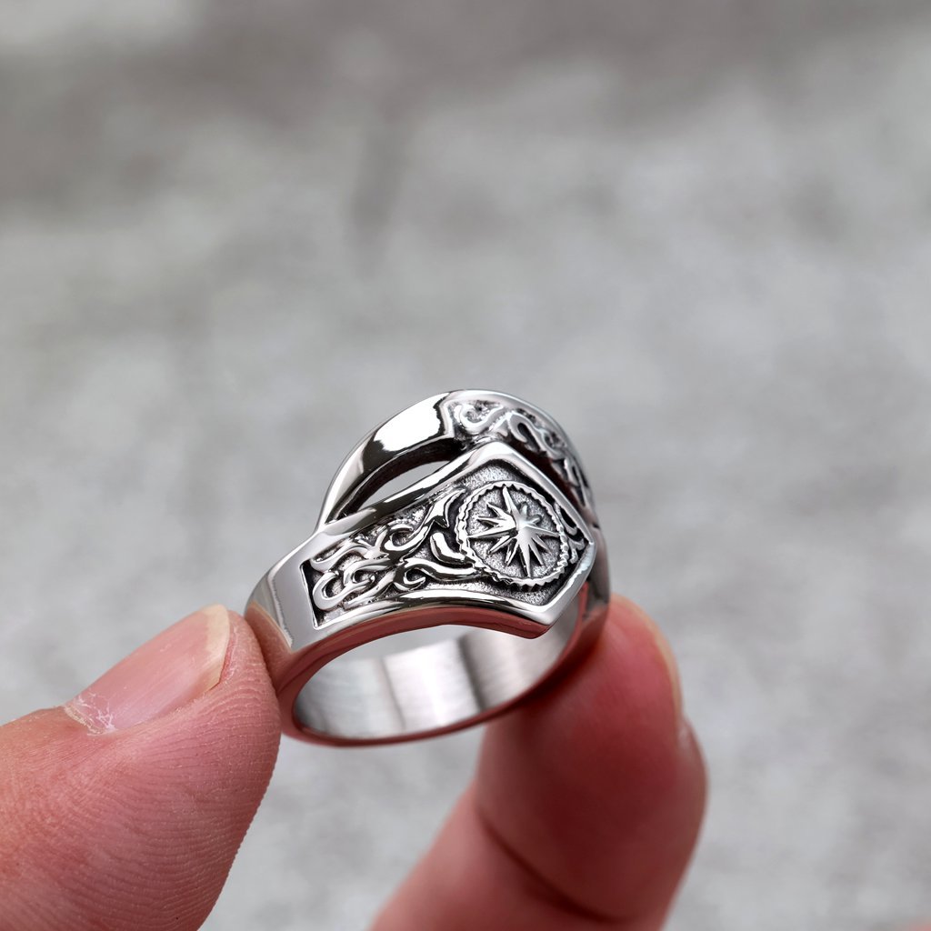Vintage Solid Stainless Steel Indian Sun God Band Ring for Men