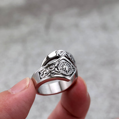 Vintage Solid Stainless Steel Indian Sun God Band Ring for Men