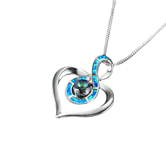 Opal Heart-shaped infinity necklace