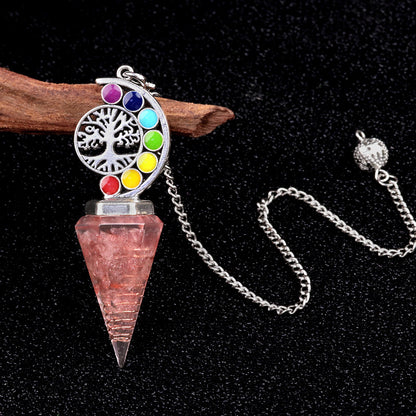 Colorful Life Tree Crystal Gravel Resin Spirit Pendulum