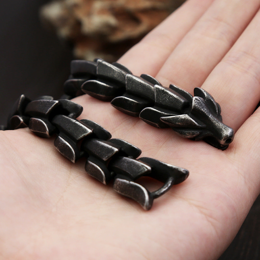 Trendy Punk Men Bracelet, Creative Domineering Dragon Bone Stainless Steel Unique Personality Fashion Wrist Jewelry