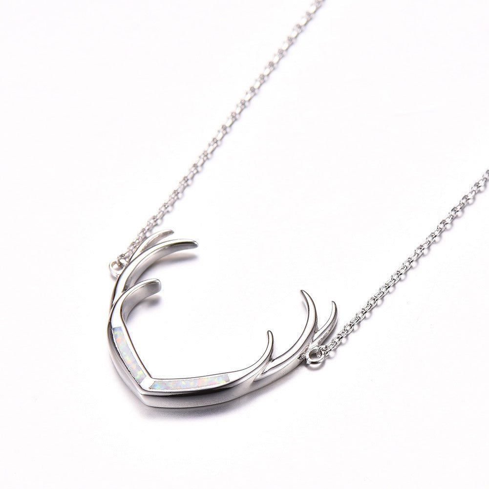 Deer Antler  Opal Necklace