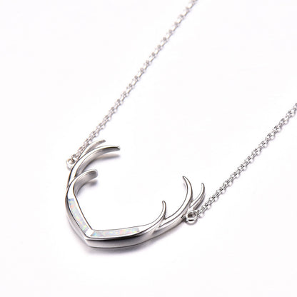 Deer Antler  Opal Necklace