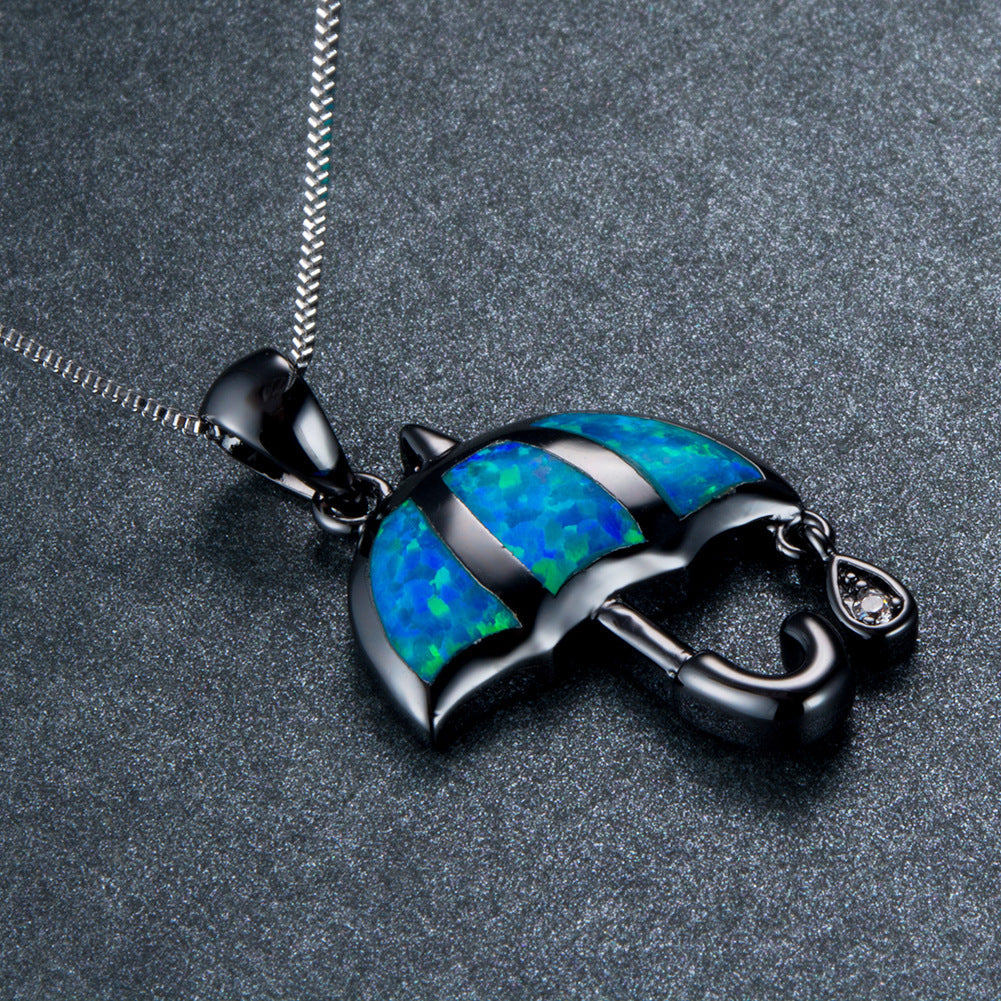 Opal Umbrella Pendant Necklace