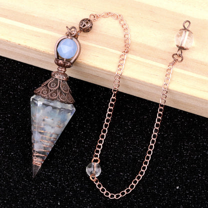 Ancient Red Seven-Colored Crystal Resin Spiritual Pendulum