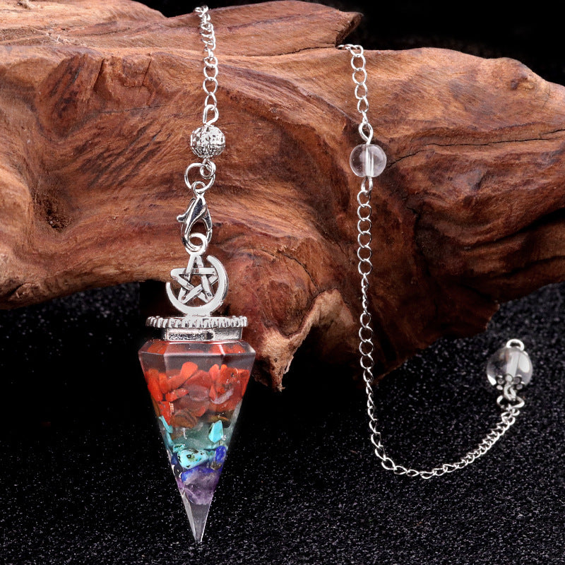 Star Moon Hexagonal Cone Crystal Resin Spirit Pendulum