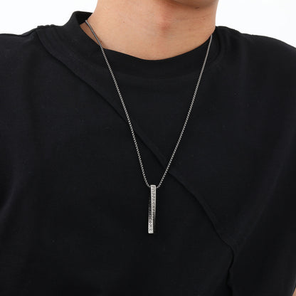 Men's Nordic Rune Vertical Bar Pendant Necklace