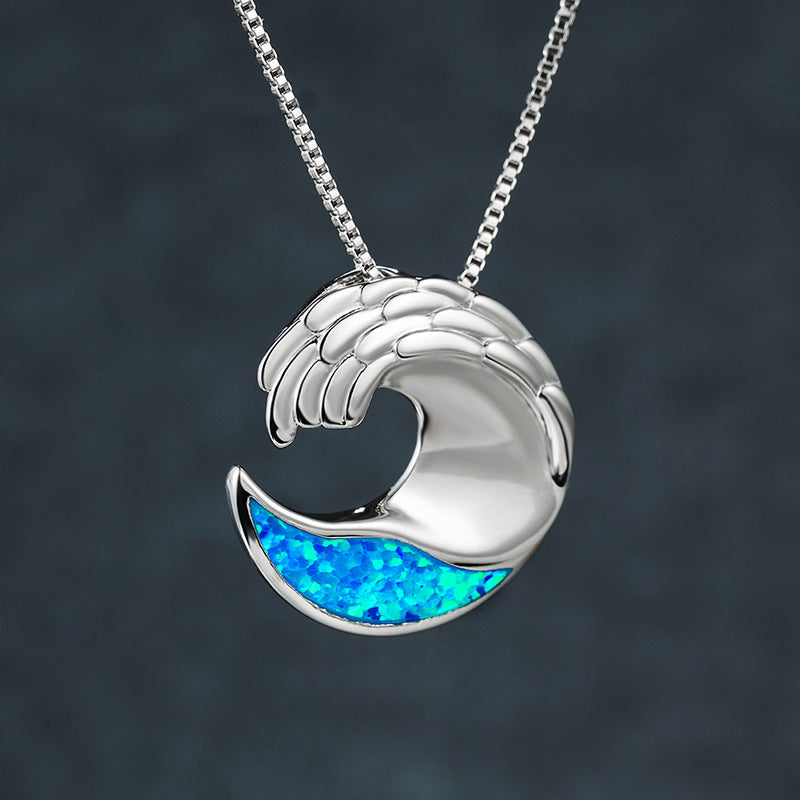 Blue Opal Wave Necklace