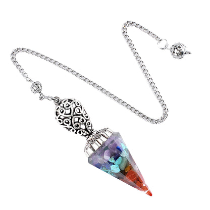 Silvery Crystal Agate Resin Hexagonal Pyramid Spirit Pendulum