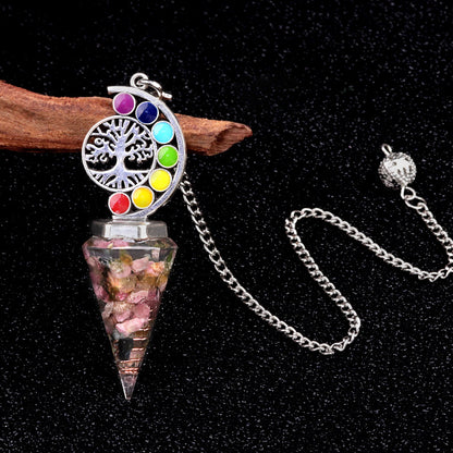 Colorful Life Tree Crystal Gravel Resin Spirit Pendulum