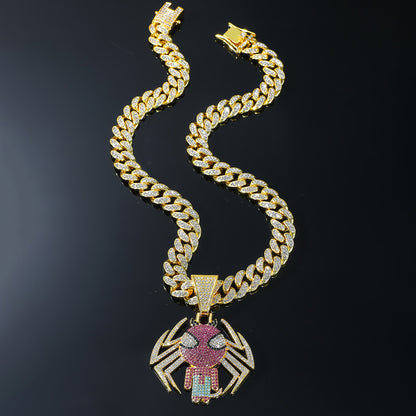 Hip-Hop Cartoon Spider Cuban Chain Pendant Necklace