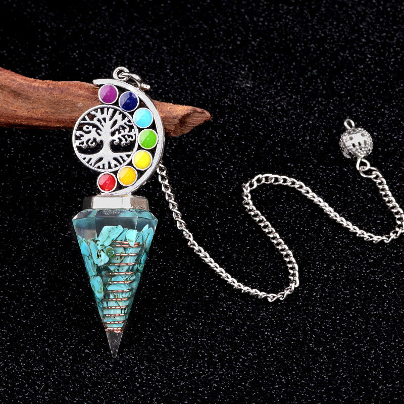 Colorful Life Tree Crystal Gravel Resin Spirit Pendulum