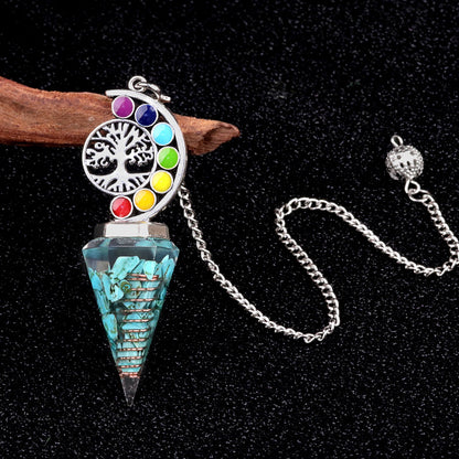 Colorful Life Tree Crystal Gravel Resin Spirit Pendulum