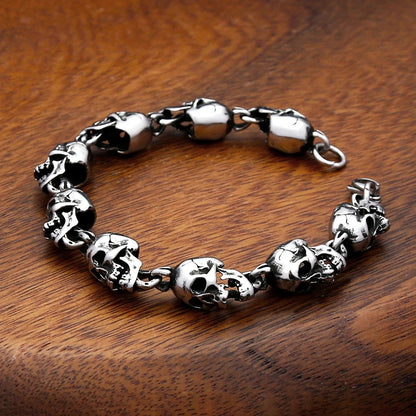 Men's Fashion Skull Stainless Steel Bracelet, Halloween Unique Personality Trendy Wrist Jewelry Accessory