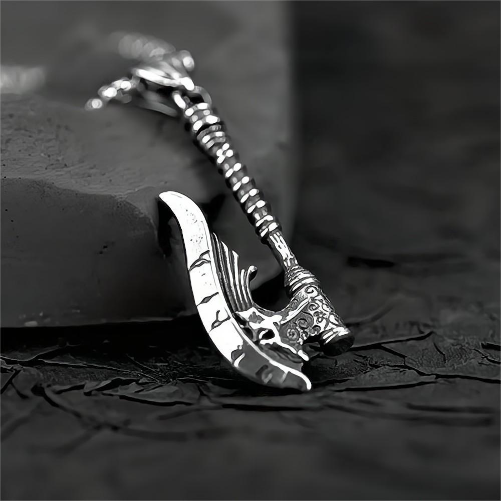 Men's Steel Skull Axe Pendant Necklace