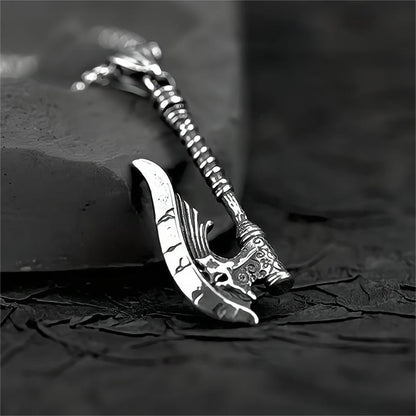 Men's Steel Skull Axe Pendant Necklace