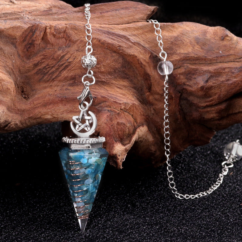 Star Moon Hexagonal Cone Crystal Resin Spirit Pendulum