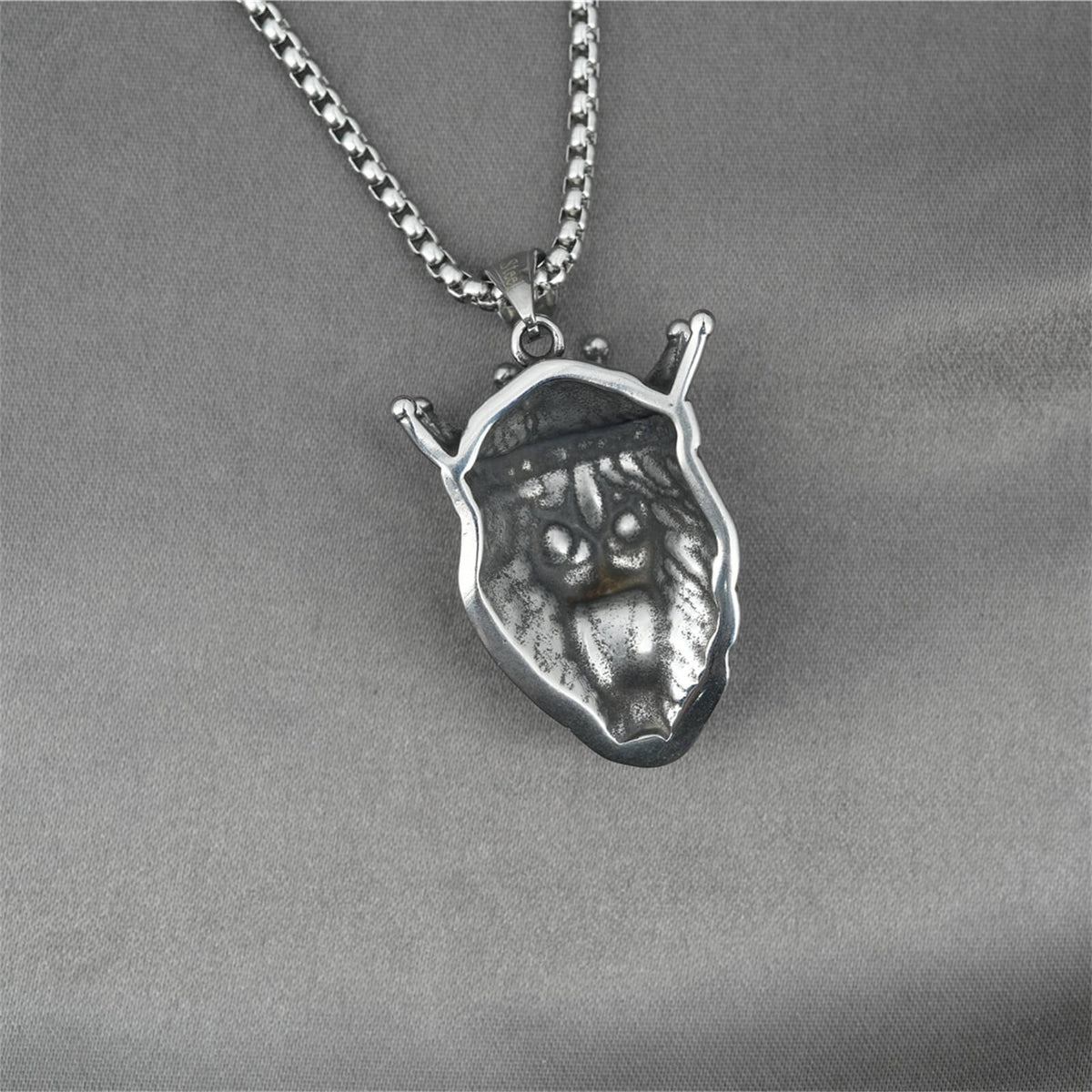 Men's Steel Crown Lion Head Vintage Animal Jewelry Pendant Necklace