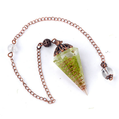 Colorful crystal clock pendulum ancient red copper flower base resin spirit pendulum