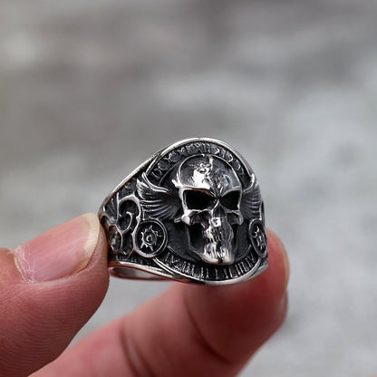 Vintage Stainless Steel Skull Ring for Men Retro Biker Style