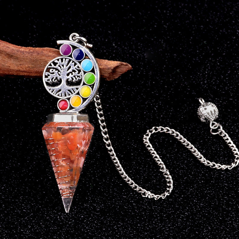 Colorful Life Tree Crystal Gravel Resin Spirit Pendulum