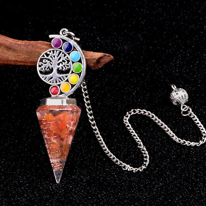 Colorful Life Tree Crystal Gravel Resin Spirit Pendulum