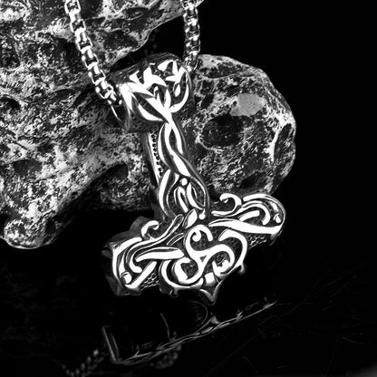 Men's Steel Mjolnir Pendant Necklace